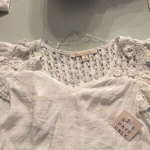 Brand -New (With Retail Tags) Good Old Days Silky White Lace Blouse